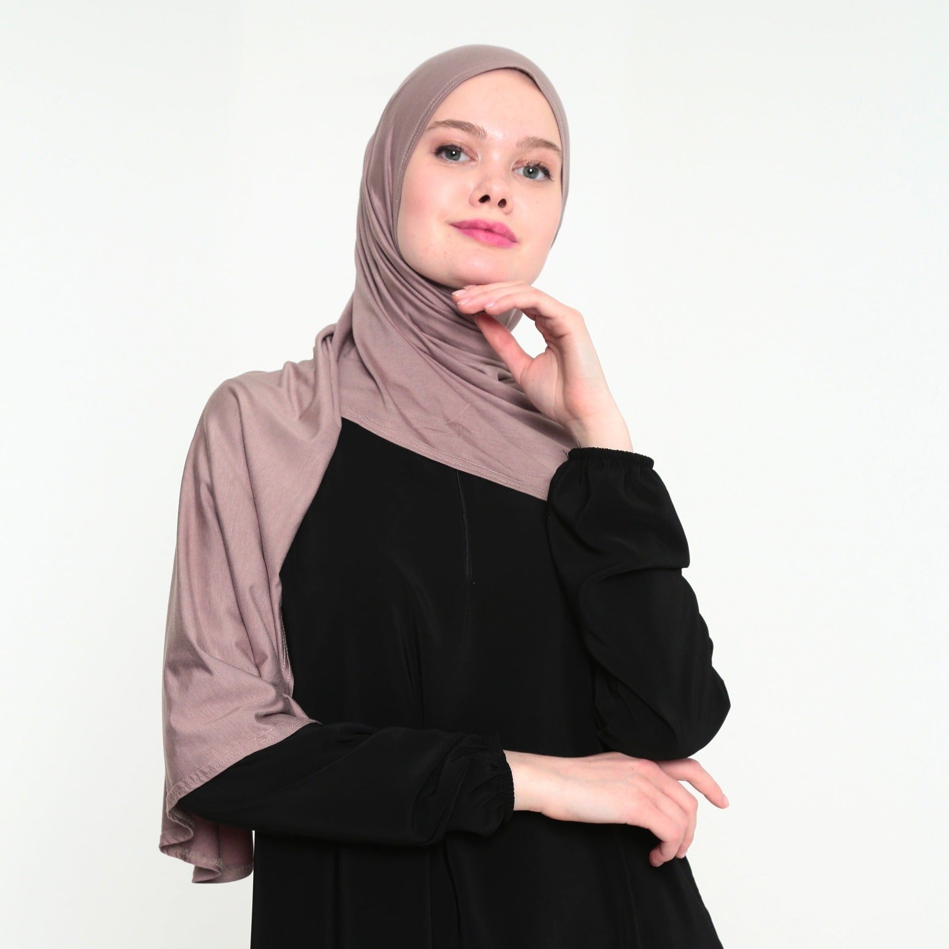 Instant Praktische Jersey Hijab Lila Paars