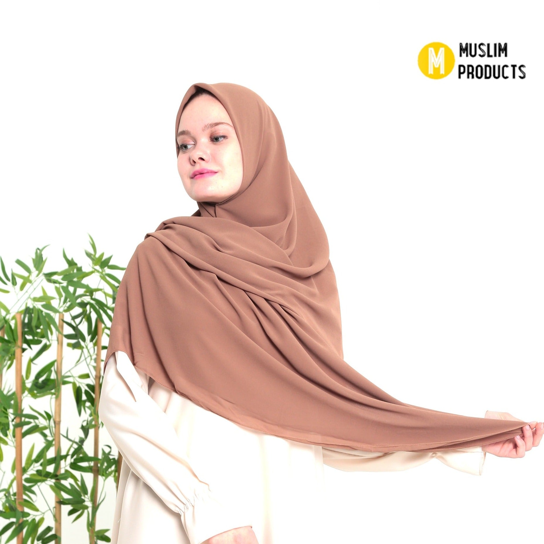 Grote Hoofddoek Chiffon Bruin Taupe