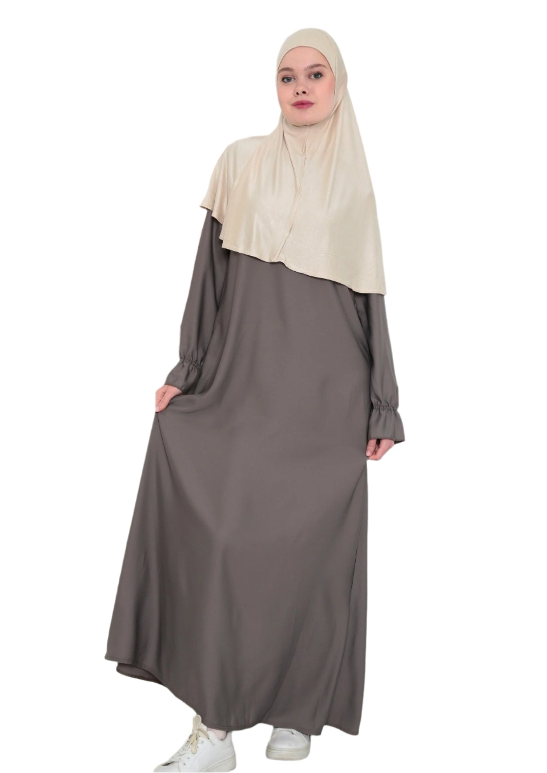 abaya satijn taupe